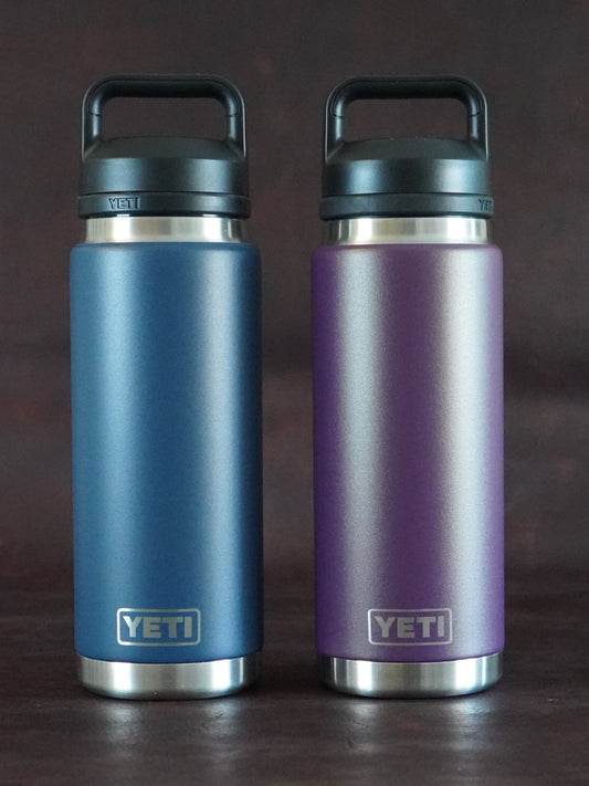 Custom Laser Engraved Yeti 26oz Rambler Water Bottles - Navy and Nordic Purple